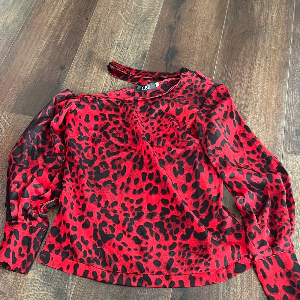 CBR Vibrant Red Animal Print Blouse